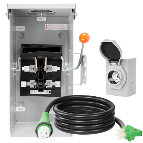 50 AMP Generator Transfer Switch Kit，Pre-Drilled,Twist Lock Connector,Include 100 Amp Transfer...