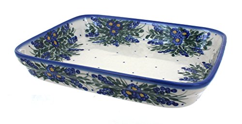 Blue Rose Polish Pottery Hyacinth Medium Rectangular Baker