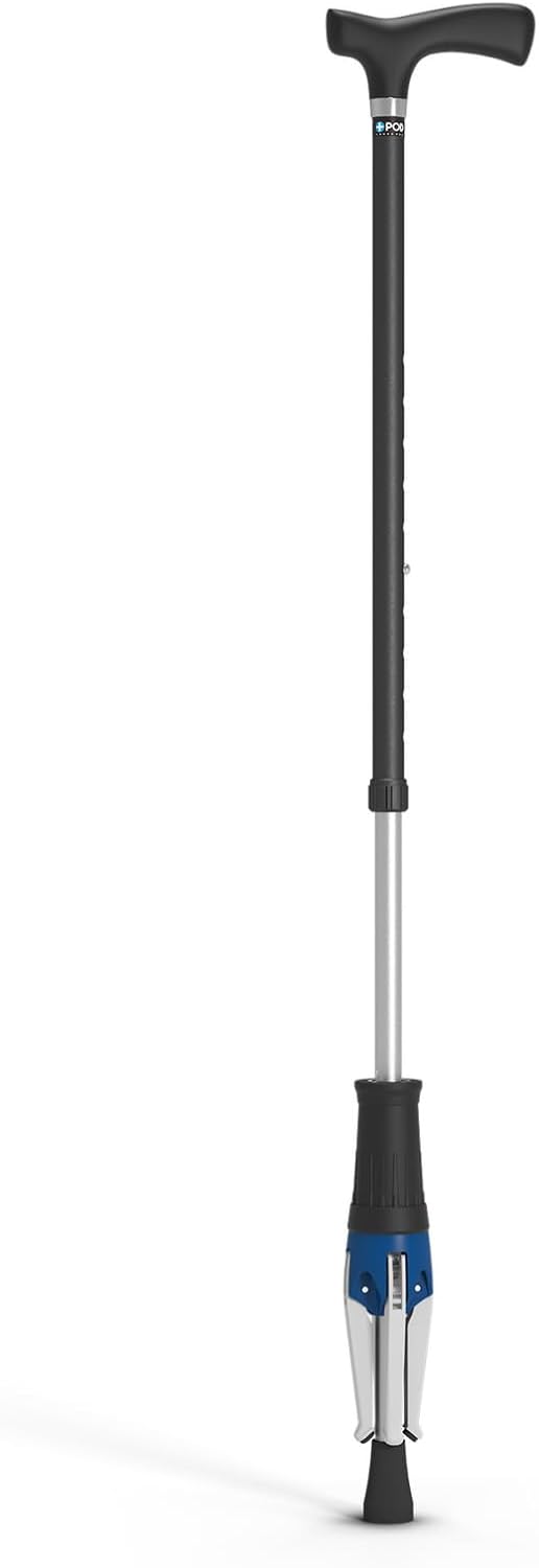 CrossPOD Walking Cane Blue - Red Dot Award 2022 Winner - 29.5 to 38.2 inches, Made in Japan, One-point, Light weight (360g), Durable