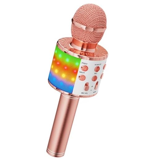 Trådlös karaoke-mikrofon, Ankuka 4-i-1 handhållen Bluetooth-mikrofoner högtalare karaokemaskin med dansande LED-lampor, hem KTV spelare kompatibel med Android & iOS-enheter för fest/barn sjung Rosa guld