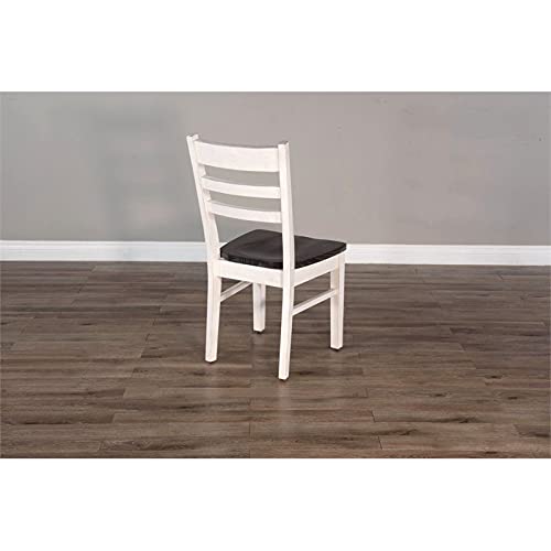 Pemberly Row 18" Wood Dining Room Ladderback Chair With Wood Legs For Kitchen, Modern Restaurant Chairs In Off White And Dark Brown #TOP5