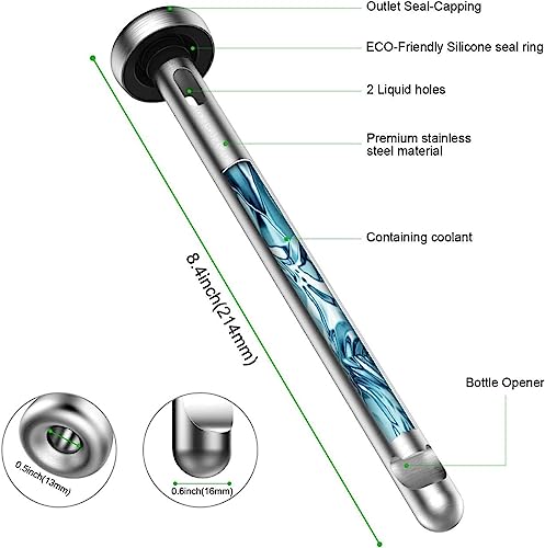 Beer Chiller Sticks for Bottles with Bottle Opener, 2 Pc/Set Reusable Freezer Safe Chilling Rods, BPA Free Stainless Steel, Chill Drinks Fast, Unique Birthday for Dad, Boyfriend