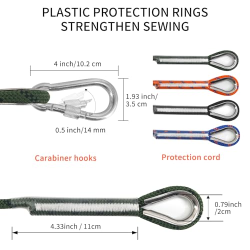 NewDoar 14KN Static Climbing Rope 8mm(5/16in) Accessory Cord Equipment 33FT(10M) 66FT(20M) 98FT(30M) 165FT(50M) Escape Rope with 2 Carabiners for Ice Climbing Equipment Fire Rescue Rope-Green/30M - Image 4