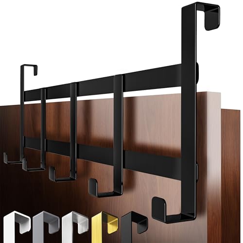 4smile Türgarderobe zum Einhängen Schwarze Türhaken universell verwendbar flexible Kleiderhaken Tür robust - Vielseitige Haken zum Einhängen platzsparende Türhakenleiste für gesamte Wohnung