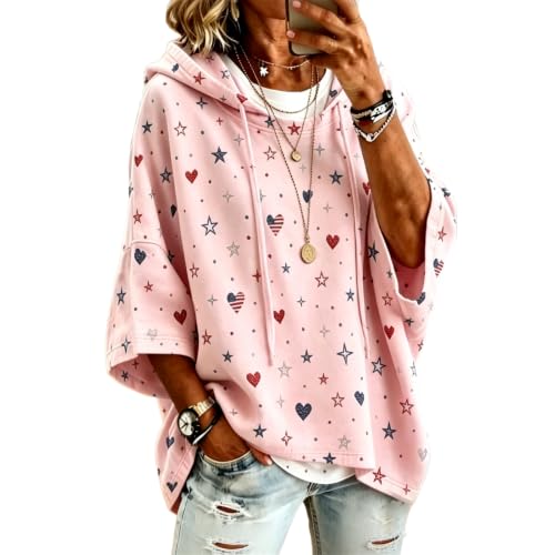 Womens Oversized Sweatshirt Short Sleeve Loose Batwing Sleeve Cozy Pullover - image 2