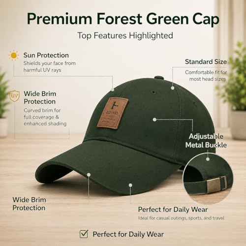 Image of Baseball Cap for Men Original Adjustable Unisex Cap, Mens Caps Stylish, All Sports Type Caps or Hats, Free Size, UV Protection, Sports Cap for Men's, Outdoor Casual Wear (Pack of 1)