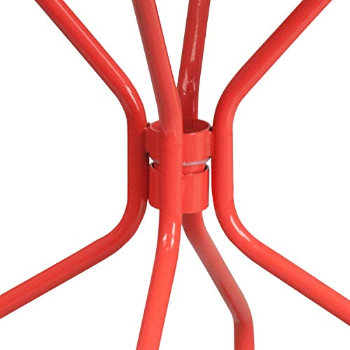 Image of Flash Furniture Oia Commercial Grade 35.25 inch Round Coral Indoor-Outdoor Steel Patio Table with Umbrella Hole