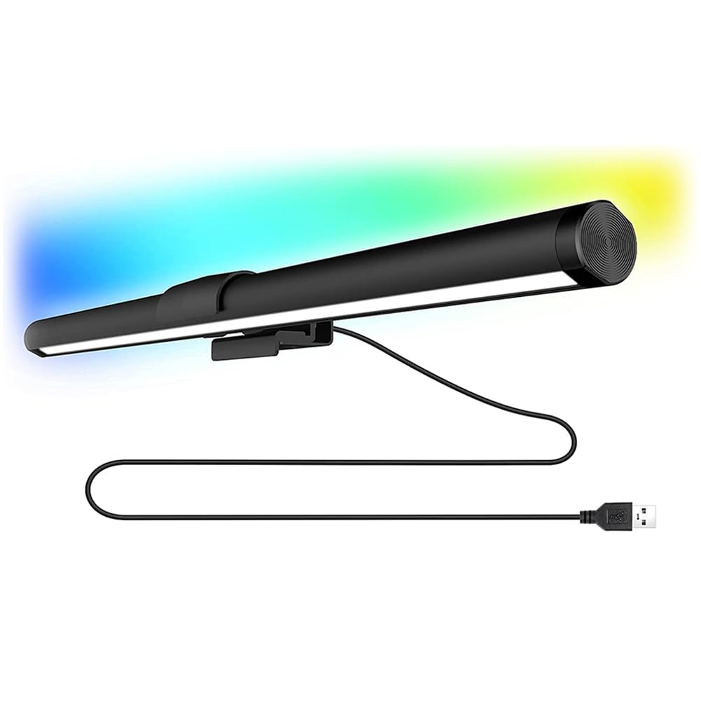 Vjsujehgy LED Desk Lamp Monitor Light Bar Eye-Care Stepless Dimming Lighting USB Table Lamp Computer Light Bar for Work/Gaming