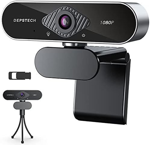 DEPSTECH Webcam with Microphone, 1080P HD Webcam with Auto Light Correction for Desktop/Laptop, Streaming Computer USB Web Camera for Video Conferencing, Teaching, Streaming, and Gaming-D04