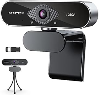DEPSTECH Webcam with Microphone, 1080P HD Webcam with Auto Light Correction for Desktop/Laptop, Streaming Computer USB Web Camera for Video Conferencing, Teaching, Streaming, and Gaming-D04