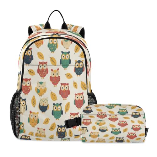 Sac à dos hiboux beige pour enfants parfait pour l'école et les voyages