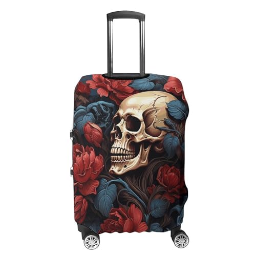 Skull Image Poster Luggage Cover, Washable Elastic Suitcase Cover Protector Fit 18-32 Inch Luggage4