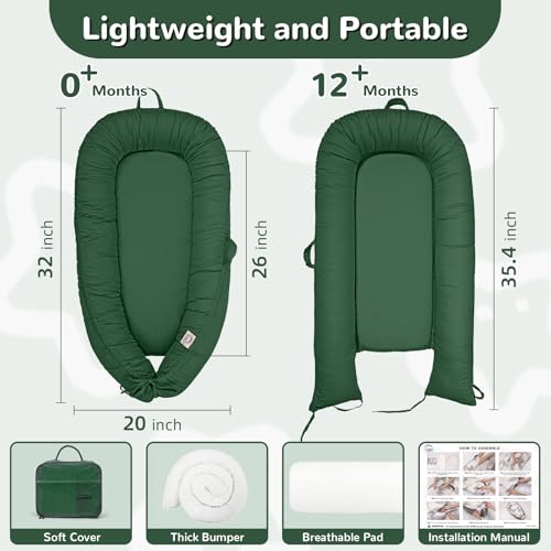 Image of EAQ Baby Lounger, Infant Lounger for Newborn,Portable Baby Nest Cover Breathable & Soft, Newborn Essentials