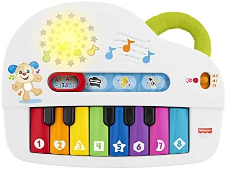 Fisher-Price – Pianoforte di Cagnolino Ridi & Impara Edizione Multilingue, Portatile con Luci, Versi degli Animali, Contenuti Educativi e 4 Modalità di Gioco, Giocattolo per Bambini 6+ Mesi, HHX13