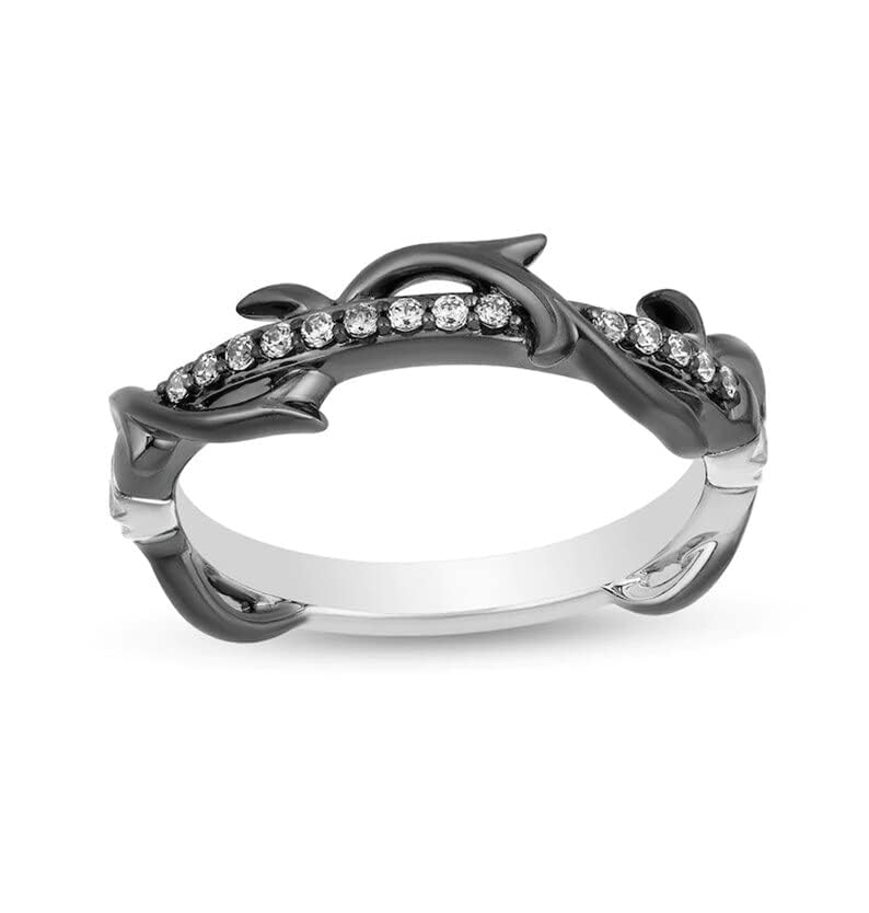 0.40 Ct Round Cut White Diamonds Enchanted Disney Maleficent Wedding Band Ring in 925 Sterling Silver Two Tone Gold Finish3