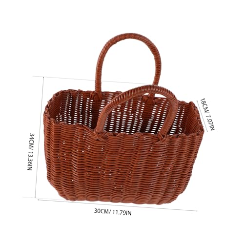 Portable Woven Tote Bag for Women Lightweight Shower and Picnic Basket Stylish Plastic Handbag for Beach and Outdoor Use Ample Storage and Design2