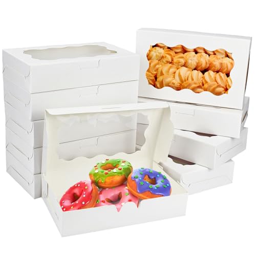 YankMooM 15Pack Cookie Boxes,17.8x11x4cm White Bakery Boxes with Window Small Cake Boxes for Cakes,Donuts,Muffins,Macaroon and Gift Packing