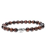 Material: 8mm Rotes Tigerauge, Elefang Charm aus Metalllegierung, nickelfrei