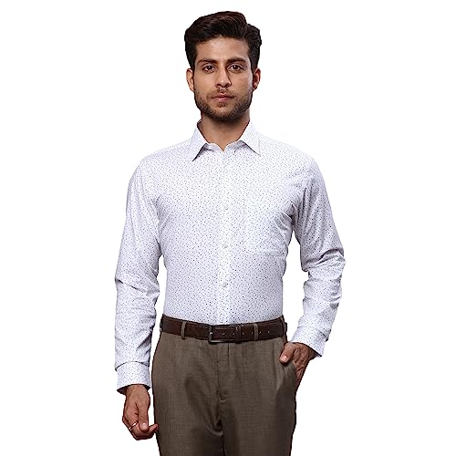 Image of Raymond Men's Pure Cotton Print Pattern Slim Fit Semi Cutaway Collar Full Sleeve Formal Shirt