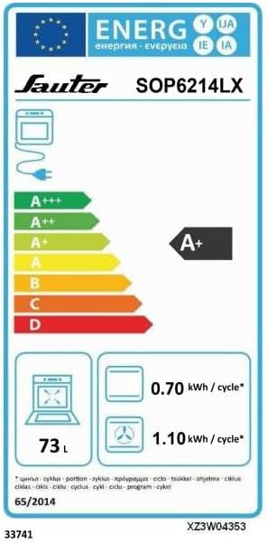 Energy efficiency label for SAUTER SOP6214LX oven