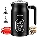SHARDOR Milk Frother Electric,4 Temperature Setting,4 in 1 Functions Milk Steamer & Warmer,2 Whisks for Milk,Hot Chocolate,Latte,Cappuccinos,Matte Black