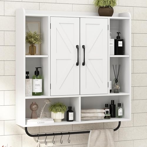 RUSTOWN Rustic Wood Wall Bathroom Cabinet, Farmhouse Medicine Cabinet Wall