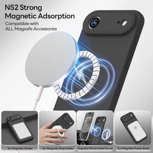Image of LOVE 3000 Designed for iPhone Air Case, Premium Silicone [Compatible with Magsafe][Soft Anti-Scratch Microfiber Lining] Shockproof Protective Phone Case for Men Women 6.5 inch, Black