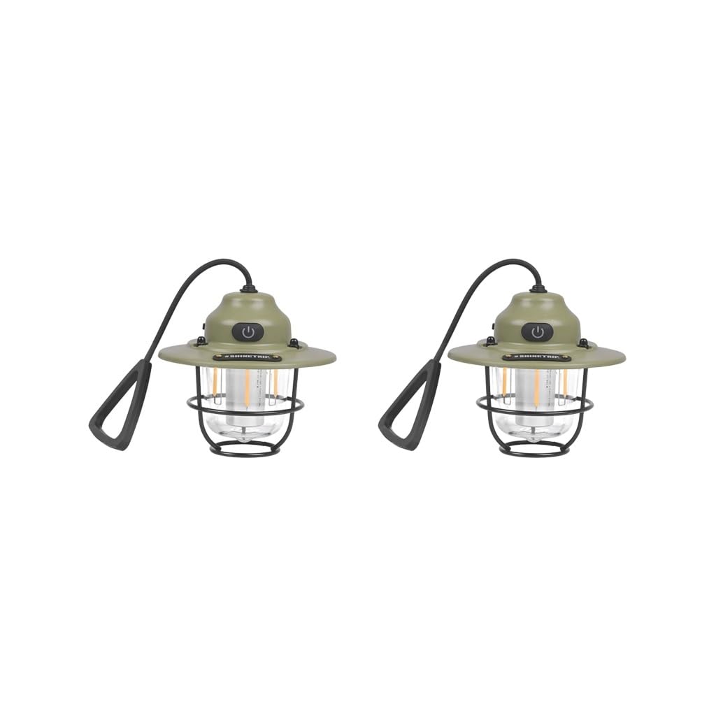 Neaxgeandx Green 2 Set Of Led Camping Lantern Dimmable Rechargeable Tent Lamp For Indoor Bbq Traveling