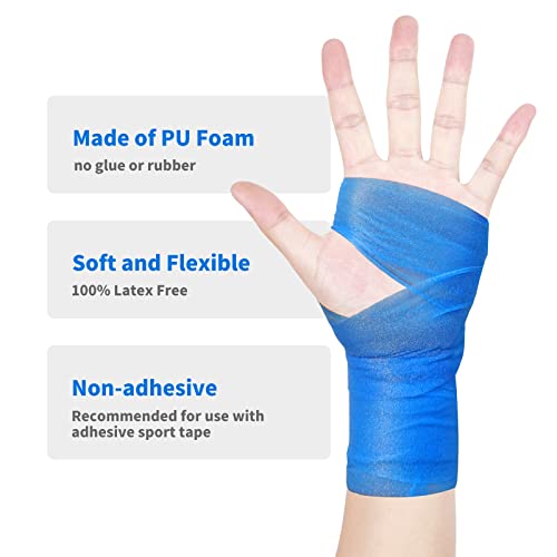 Image of ADMITRY Pre Wrap Tape Athletic,3 Rolls X 22 Yards Blue Prewrap,Headbands for Hair,Foam Underwrap Sports Wrap