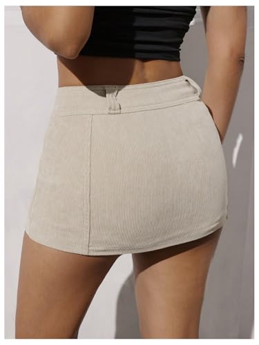 SOLY HUX Women's Button Front Corduroy Skirt Low Rise Bodycon Mini Going Out Skirts3