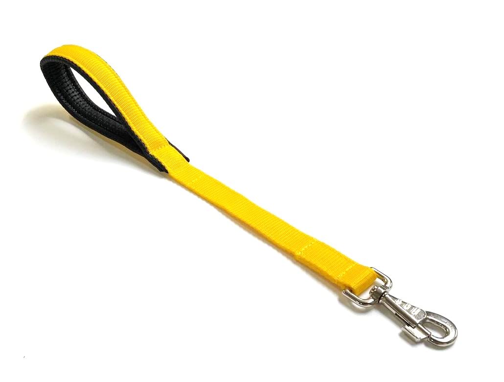 20" Padded Handle Dog Lead Short Close Control Traffic Training Leash Quick Grab Handle 25mm Webbing (Yellow)