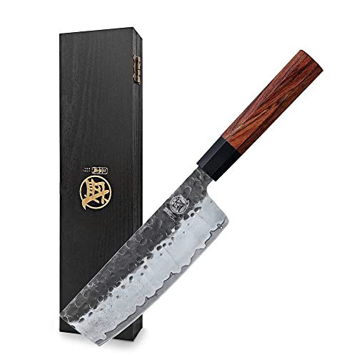 MITSUMOTO SAKARI Cuchillos Cocina Profesionales Forjados a Mano, Cuchillo Cocina Nakiri Japones...