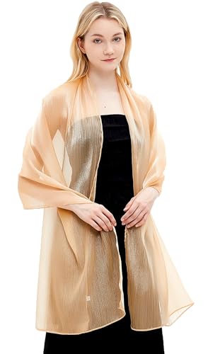 Gragengs Women Shawls and Wraps for Evening Dresses Lightweight Sheer Crepe Scarf Shimmer Wedding Party Stole4