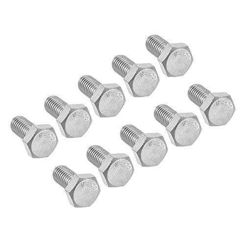 Image of 10 Pcs M8 Hex Bolt M8-1.25 x 16mm UNC Hex Head Screw Bolts A2-70(304) Stainless Steel Fully Threaded Hex Tap Bolts,Plain Finish,Fully Threaded (M8 x 16mm)
