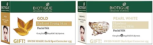 Image of Biotique Bio Pearl White Facial Kit, 65g And Biotique Bio Gold Radiance Facial Kit, 65 g