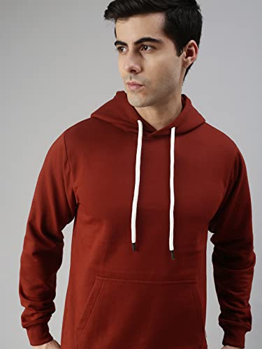 Image of Veirdo Cotton Fleece Regular Fit Hooded Sweatshirt Full Sleeves Solid Jumper Hoodie for Men /Boys