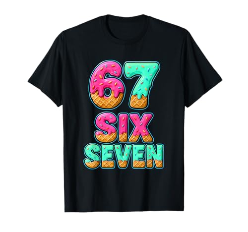 67 Ice Cream Drip Baseball Six Seven Funny 6-7 Meme Teen Boy T-Shirt