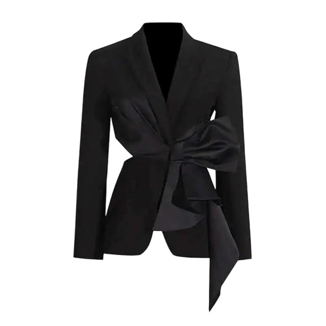 Womens Solid Color V-Neck Blazer Sexy Spliced Design Hollow Out Waist Fall Winter Coats