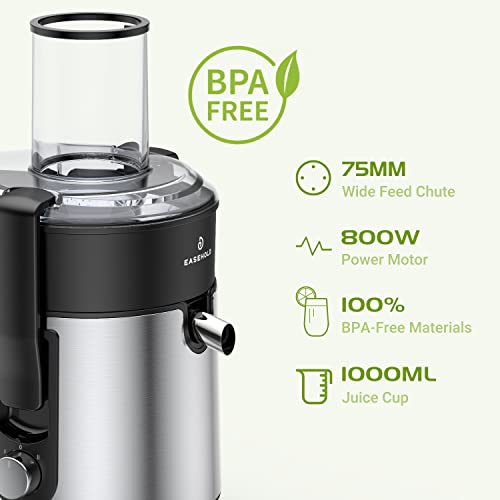 Easehold Upgraded Juicer Machine, Centrifugal Juice Extractor For Vegetable And Fruit, Anti-Drip, Easy To Clean, Bpa-Free With Juice Jug And Pulp Container, 1000W #TOP6