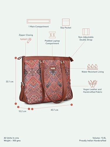 Image of ZOUK Office Bag | Stylish Bags for Office Use | Laptop Bag 15.6 inch | Stylish Tote for Office Use | Purse for Women | Vegan Leather Handbag | Daily & Travel Use