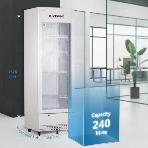 Image of ROCKWELL RVC320A, Visi Cooler, Single Glass Door, 4 Years Warranty, White (Internal LED, Heavy Duty, Dynamic Cooling)