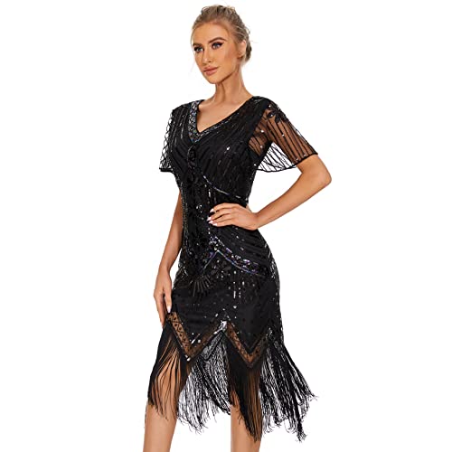 Deluxe Ladies 20s 1920s Roaring Flapper Costume Sequin Gatsby 20's Fancy Dress - Foto 3