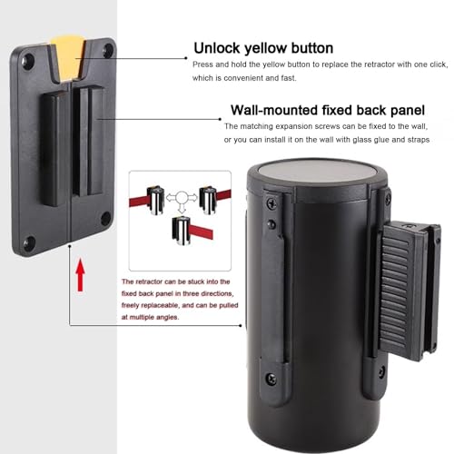 Barrière rétractable de fixation murale robuste avec ruban 3M