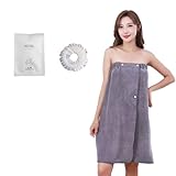 TanweiJP ラップタオル大人用 プールタオル エステガウン いサイズ チューブトップスチーミングスーツ プール タオル 大人用 バスローブ サウナスーツ 無地 吸水 毛羽立ちません カップル用バスローブ 泉湯浴み着 韓国風 (グレー)