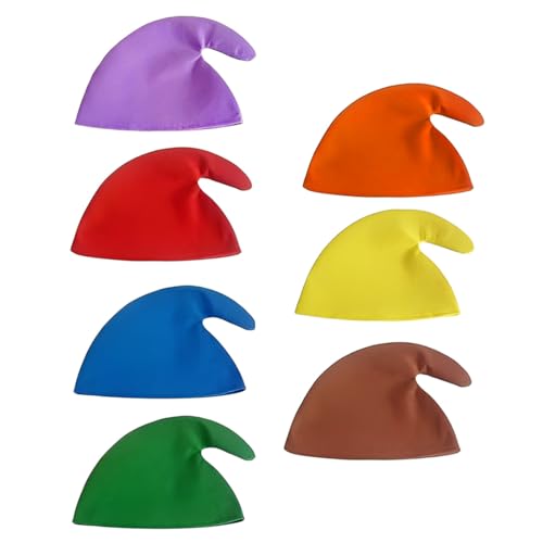 UIEXAY - 7 gorros de enano, gorro de pitufo novedoso, gorros de enano, gorro de enano puntiagudo, gorro de elfo, gorro divertido, perfecto para fiestas de disfraces