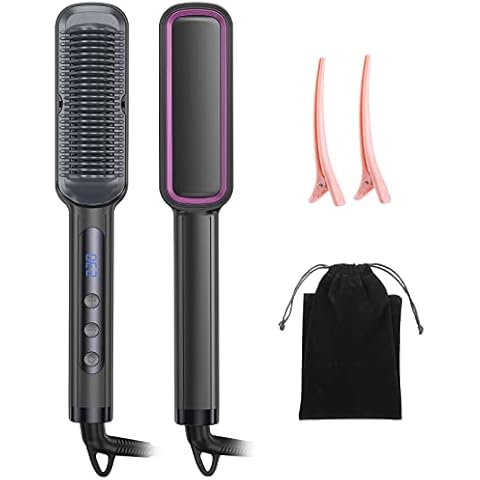 Hair Straightener Brush, PEFOOK Hair Straightener Comb with 20s Fast Heating Ceramic PTC, 16 Adjustable Temperature Setting Anti-Scald,Straightening Brush for Women,Professional Hair Tools for Styling Cover