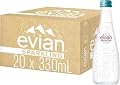 evian Sparkling Carbonated Natural Mineral Water 330ml Glass Bottle, Case of 20 Bottles