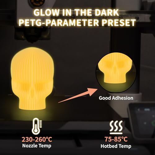 Image of TINMORRY Glow PETG Filament 1.75, Rapid PETG 3D Printer Filament, Compatible with Bambu FDM 3D Printer, 1 KG 1 Spool, Glow Light Orange