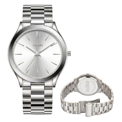 Image of BUREI Men's Wrist Watch, Analog Stainless Steel Dress Waterproof Quartz Watch for Men with Japanese Movement,Refined Gifts for Men, Boyfriend, Husband, Dad