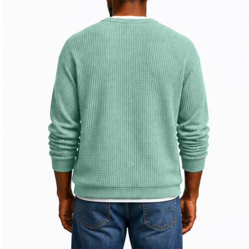 Vneck Tshirts Shirts for Men Thermal Waffle Knit Layered Look Sweatshirt - image 7